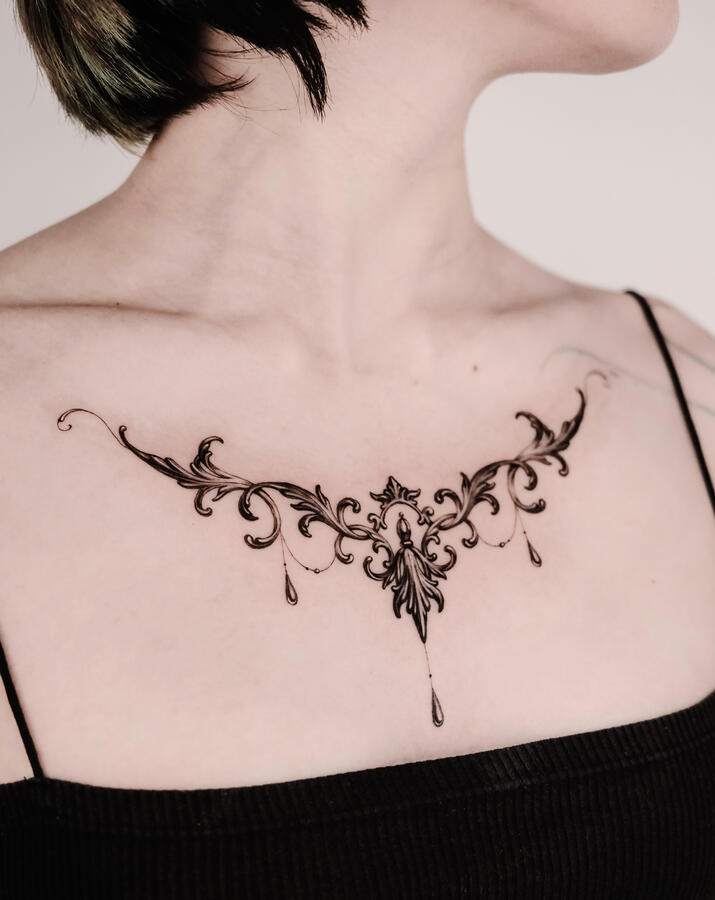 ornamental tattoo chest ornamental tattoo chest
