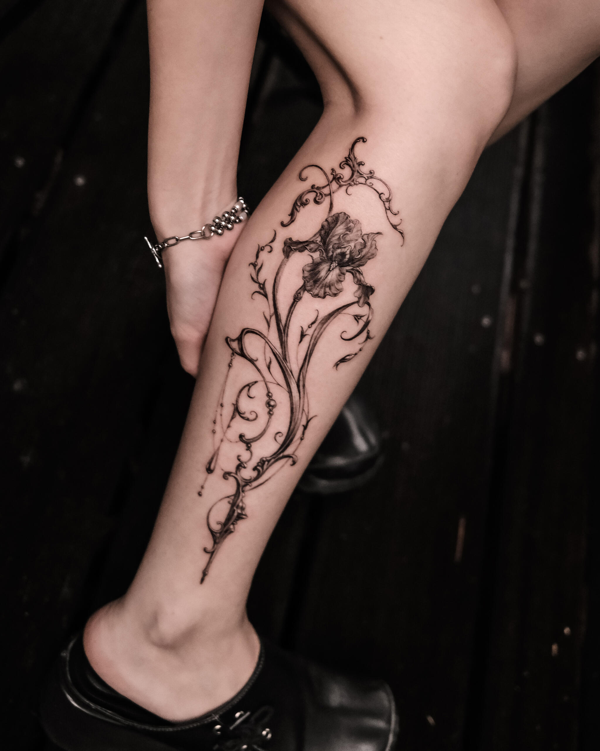 baroque iris flower tattoo